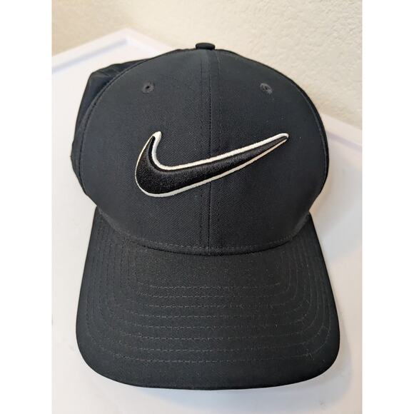 NIKE GOLF Men's Size M/L Classic99 Golf Baseball Cap Hat Black White Swoosh - Picture 2 of 5